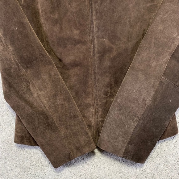 VINTAGE Wilsons Leather Suede Jacket Womens Large Brown Zip Up Pockets 90s - Picture 2 of 16